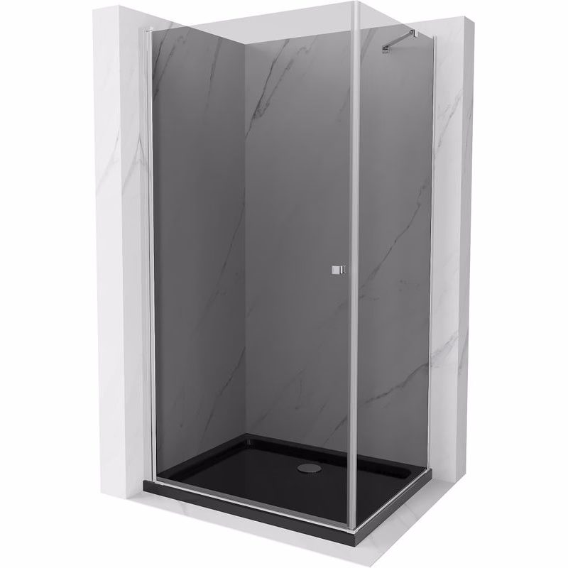 MEXEN/S - Pretória sprchovací kút 70x110, grafit, chróm + sprchová vanička vrátane sifónu 852-070-110-01-40-4070