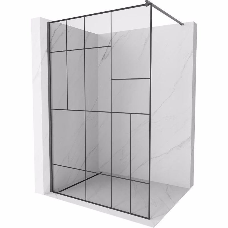 MEXEN/S - Kioto Sprchová zástena WALK-IN 80 x 200, čierny vzor 8 mm, grafit kartáčovaná 800-080-101-66-78
