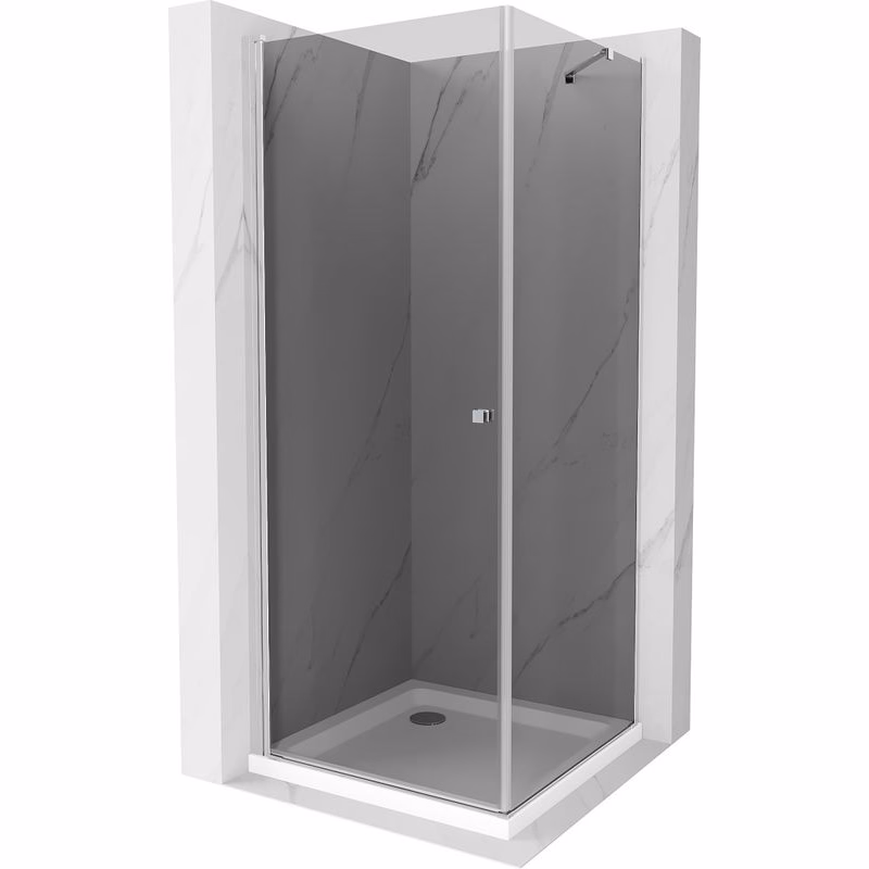 MEXEN/S - Pretória sprchovací kút 80x80, grafit, chróm + sprchová vanička vrátane sifónu 852-080-080-01-40-4010