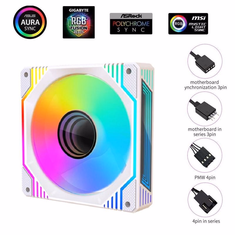 1stCOOL Ventilátor AURA EVO Mirror ARGB PWM, 120mm, biela
