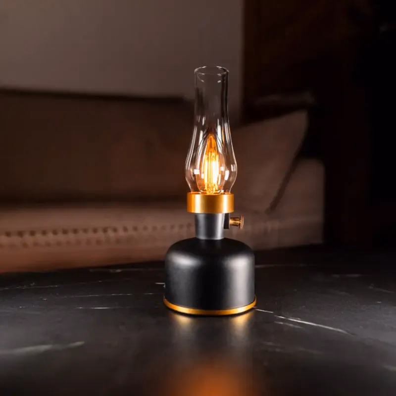 Stolová lampa OLIA USB IP44 čierna