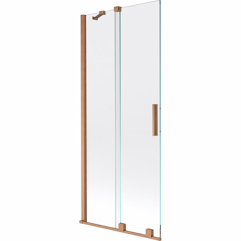 MEXEN/S - Velar Dvojkrídlová posuvná vaňová zástena 80 x 150, transparent, kartáčovaná meď 896-080-000-01-65