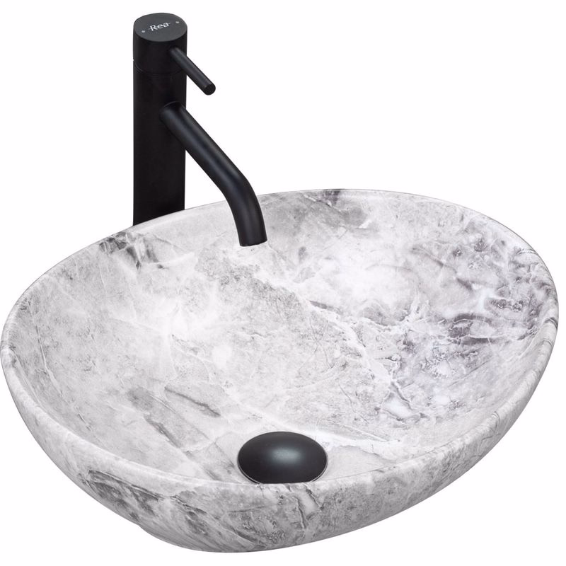 REA - Umývadlo na dosku Sofia Stone Marble 41x34,5 REA-U9908
