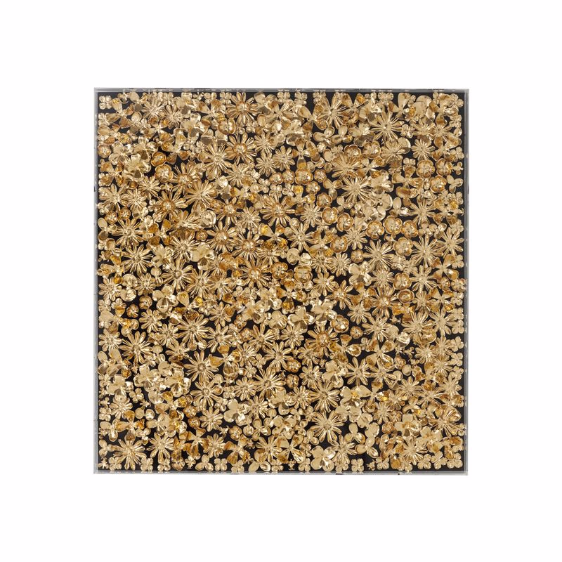 Gold Flower obraz čierny/zlatý 120x120 cm