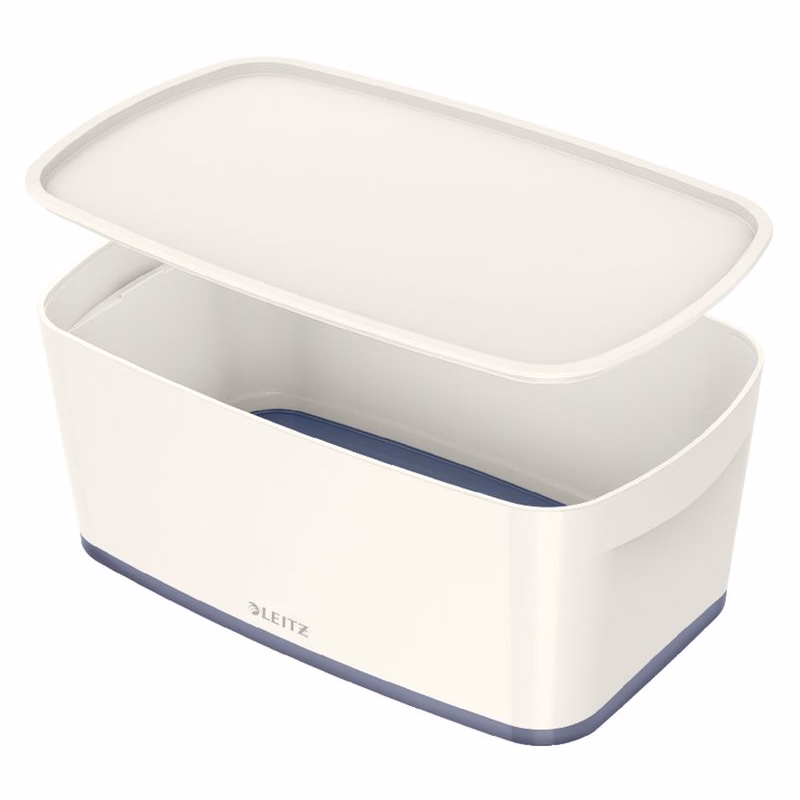 LEITZ Úložný box s vekom MyBox, veľkosť S, biela/sivá