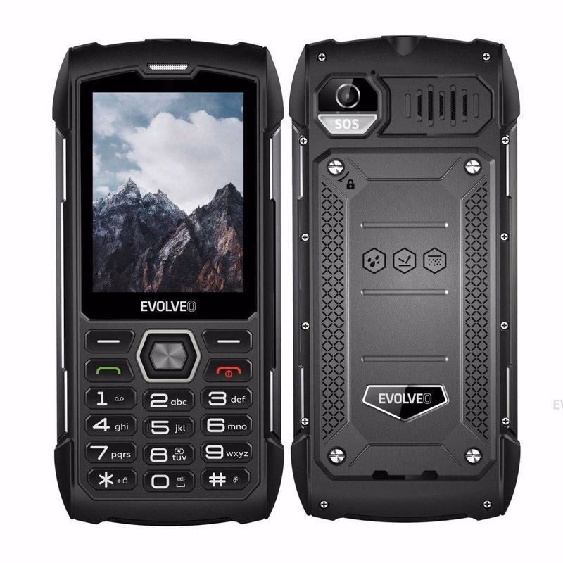 EVOLVEO StrongPhone H1, 2,8" vodotesný odolný/2xSIM/2px/micro SDHC/5000mAh/čierna-šedá