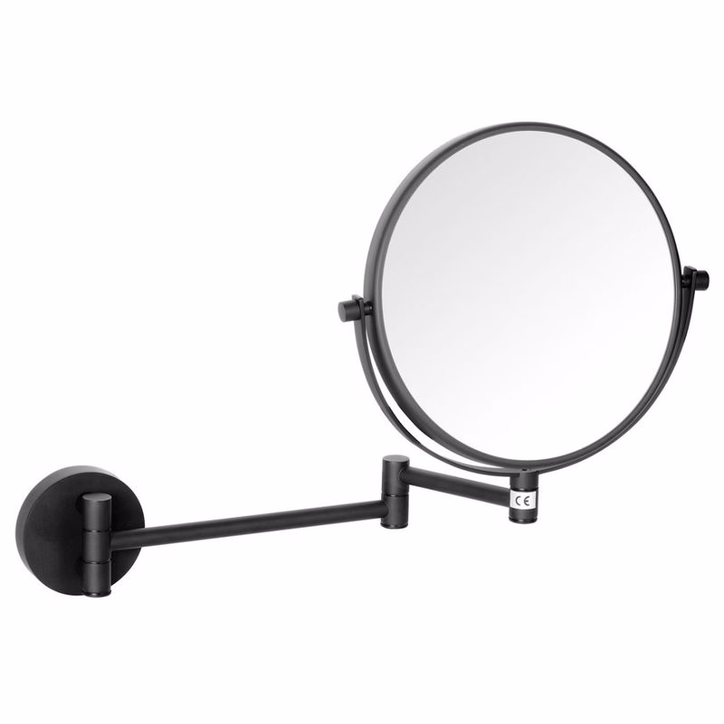 SAPHO - X-ROUND BLACK závesné kozmetické zrkadlo, priemer 200, obojstranné, čierna mat XR006B