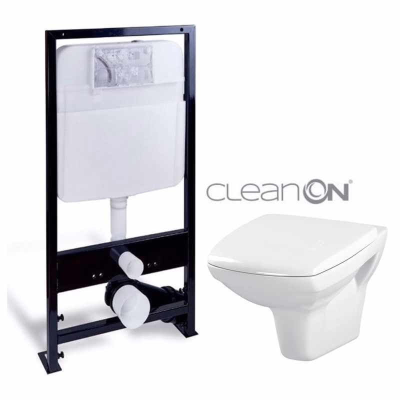 PRIM predstenový inštalačný systém bez tlačidla + WC CERSANIT CLEANON CARINA + SEDADLO PRIM_20/0026 X CA1