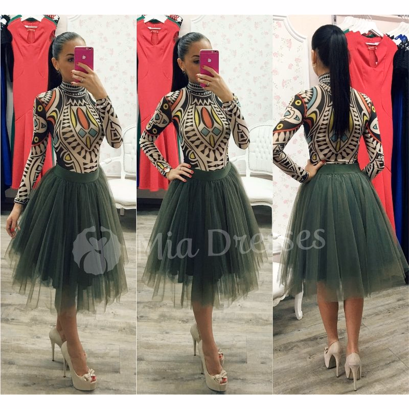 Khaki midi tylová tutu sukňa Veľkosť: M