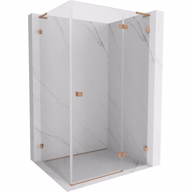 MEXEN/S - Lunar L sprchový kút dvere krídlové pravá 95 x 90, transparent, meď kartáčovaná 834L-095-090-65-00-P