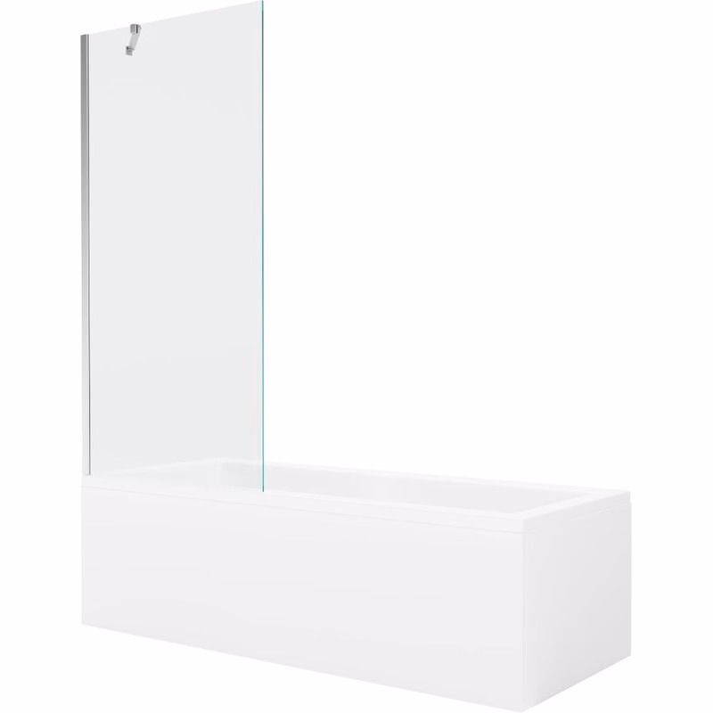 MEXEN/S - Cubik obdĺžniková vaňa 150 x 70 cm s panelom + vaňová zástena 80, transparent, chróm 550315070X9508000001