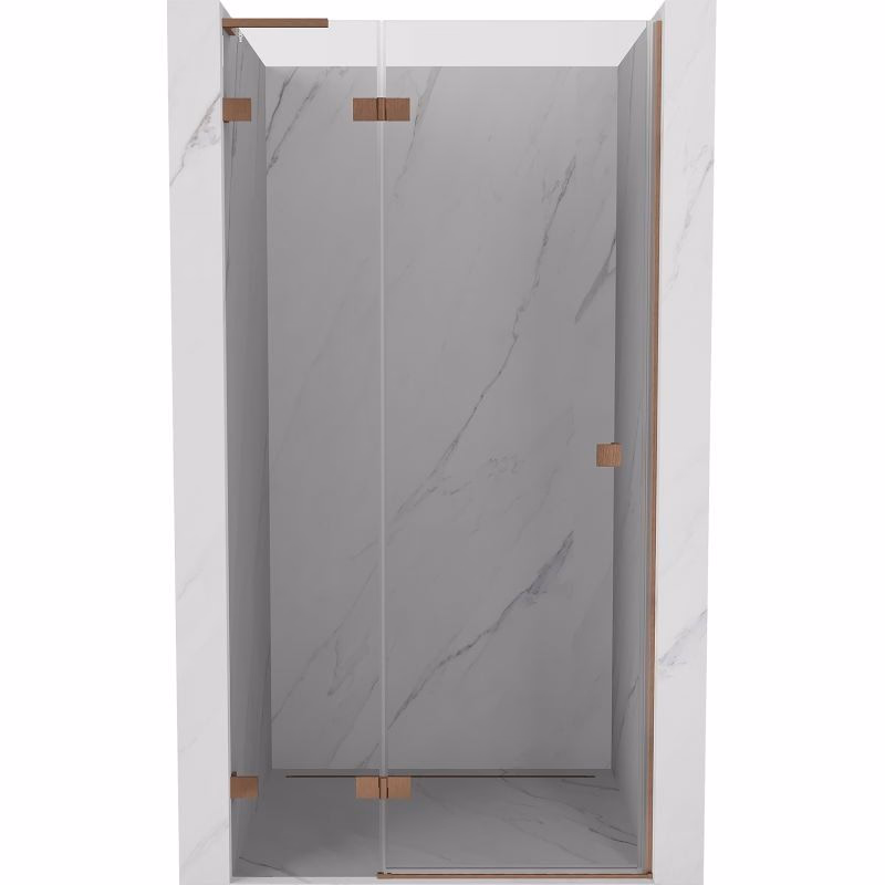 MEXEN/S - Lunar L sprchové dvere krídlové ľavé 115, transparent, meď kartáčovaná 834L-115-000-65-00-L