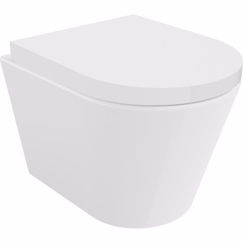 MEXEN/S - Rico Závesná WC misa Rimless Tornado vrátane sedátka s slow, duroplast, biela lesk 30720200T