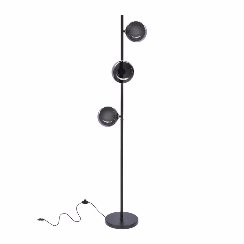 Stojaca lampa Kama čierna+zlatá 3x28W G9 grafitové tienidlo