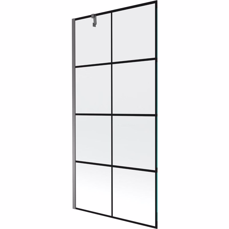 MEXEN/S - Next vaňová zástena FIX 90 x 150, čierna vzor, grafit metal 895-090-000-00-77-95