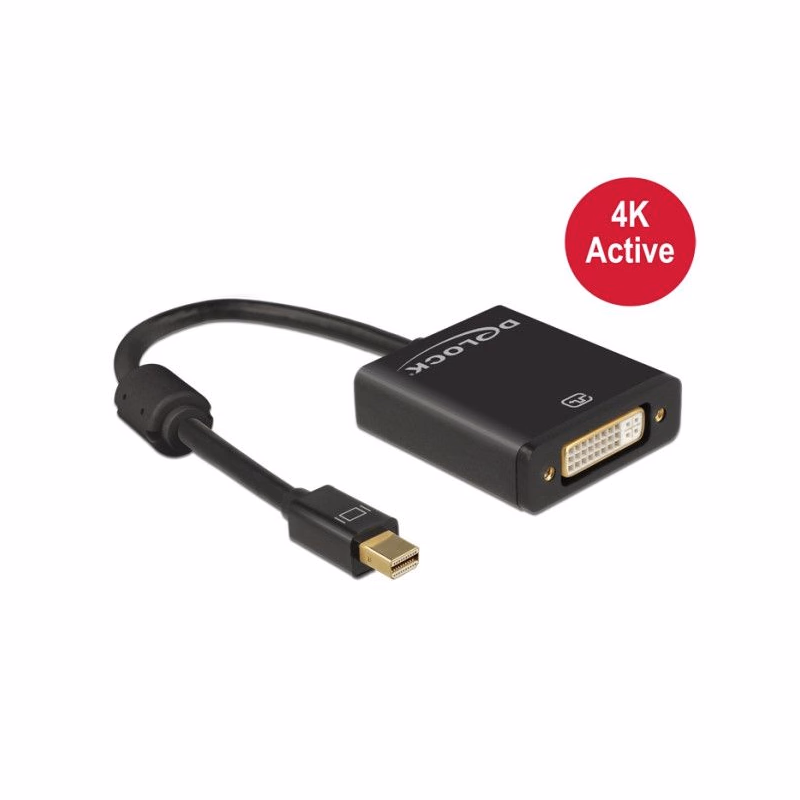 Delock adaptér mini Displayport 1.2 samec > DVI samica 4K aktívny čierny