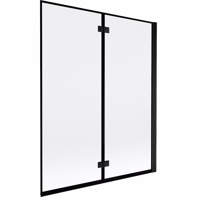 MEXEN - MIST vaňová zástena 140x150 cm 6mm 2-s, čierna, okraj, pravá 8A9-140-002-70-70-P