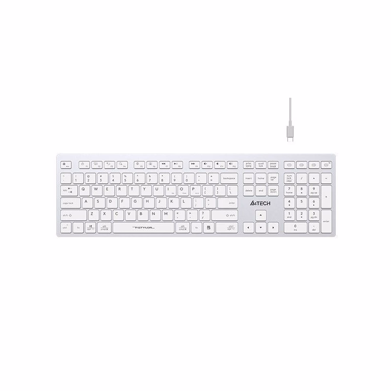 A4tech FBX50C, bezdrôtová kancelárska klávesnica, biela