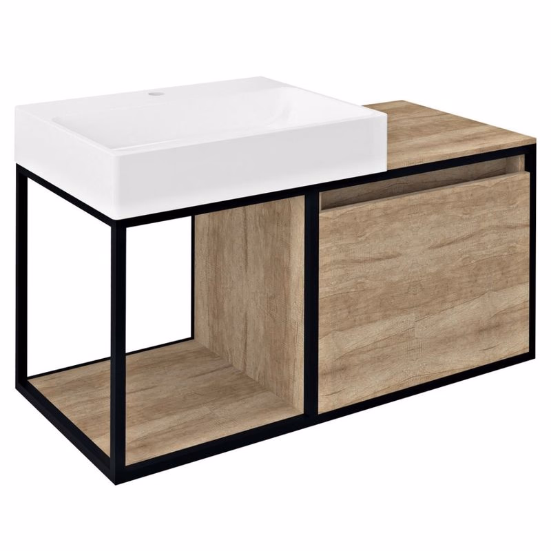 SAPHO - SKARA umývadlová skrinka 100x49,5x46,5cm, čierna matná/dub Alabama CG004-2222