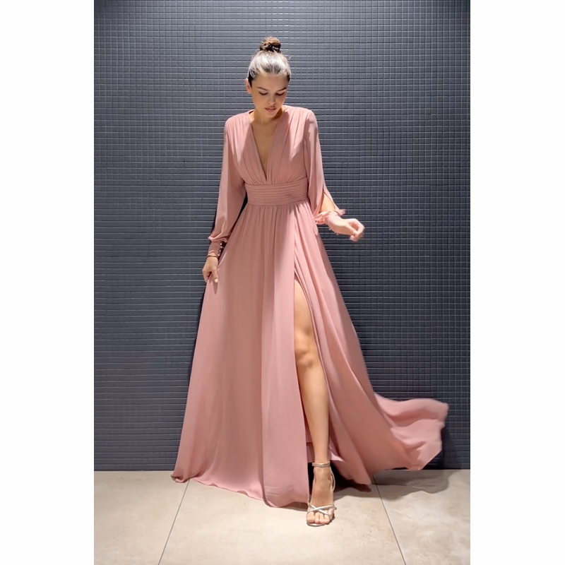 Eva & Lola Staroružové šifónové šaty s odhaleným chrbtom Veľkosť: L
