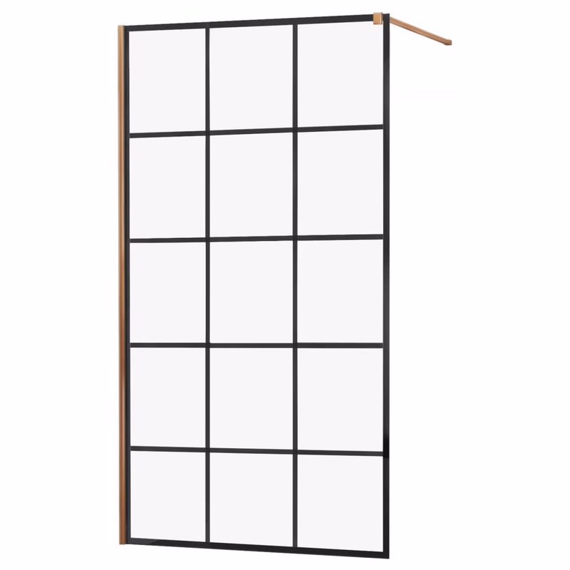 MEXEN/S - KIOTO Sprchová zástena WALK-IN 120x200 cm 8 mm, ružové zlato, čierny vzor 1 800-120-101-60-77