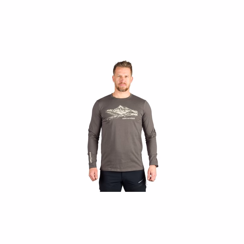 Pánske turistické tričko s dlhým rukávom NORTHFINDER DACSO-300darkgreen