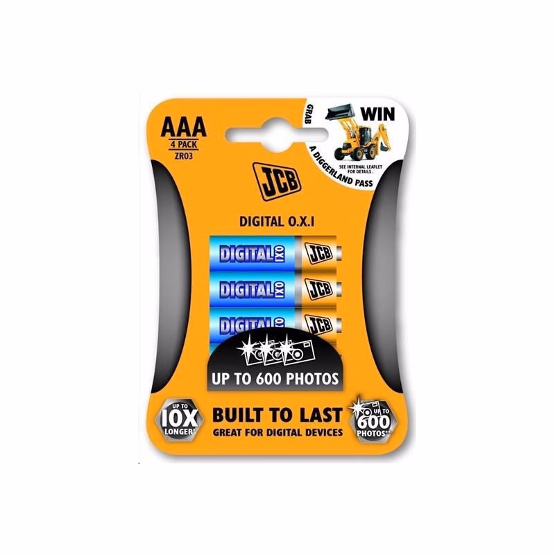 JCB OXI DIGITAL alkalická batéria LR03, blister 4 ks