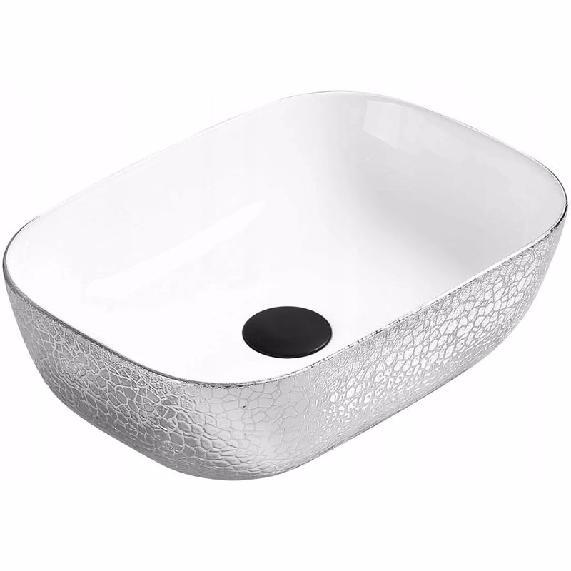 MEXEN - Rita umývadlo na dosku 45 x 32 cm biele / strieborné 21084555