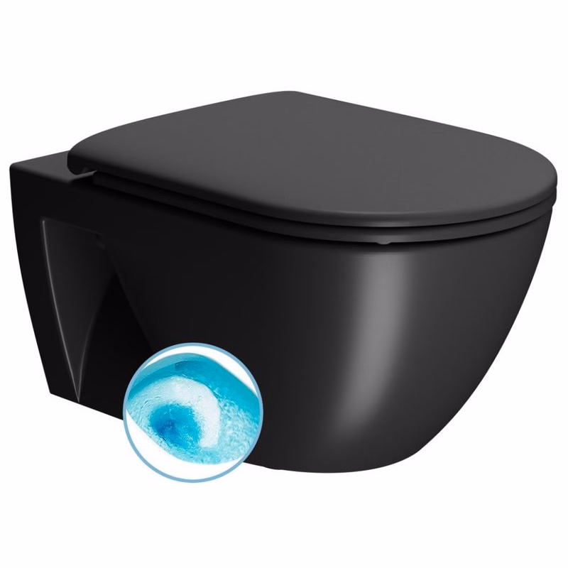 GSI - PURA ECO závesná WC misa, Swirlflush, 36x55cm, čierna dual-mat 880726
