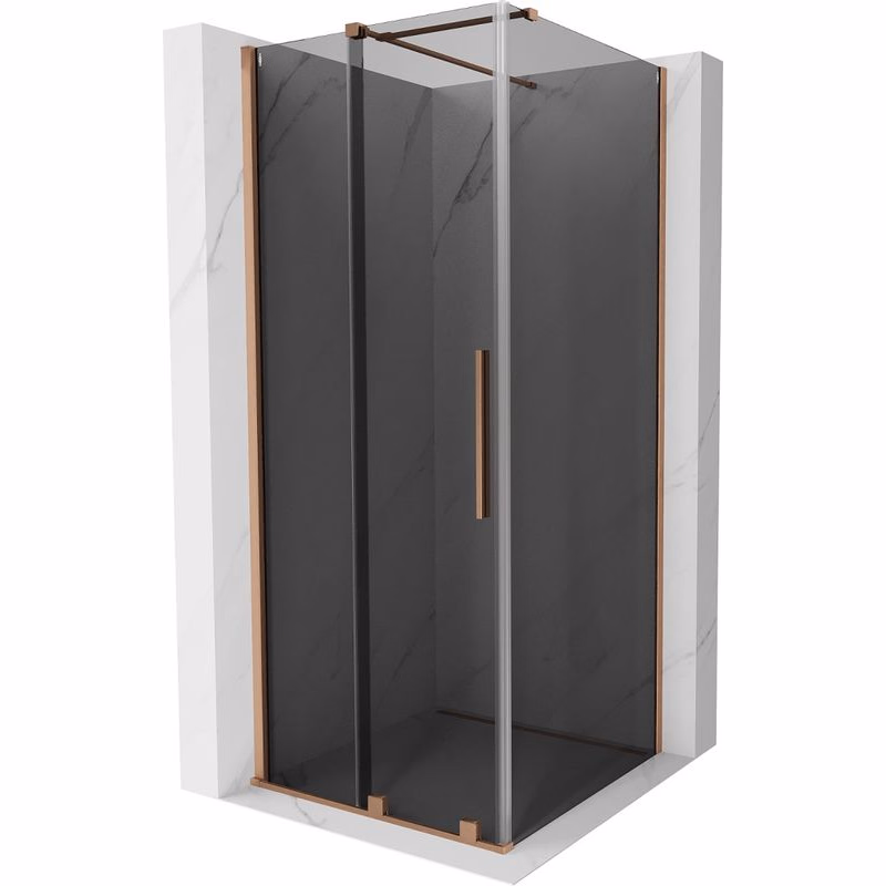 MEXEN/S - Velár sprchovací kút, posuvné dvere 90 x 90, grafit, meď kartáčovaná 871-090-090-41-65