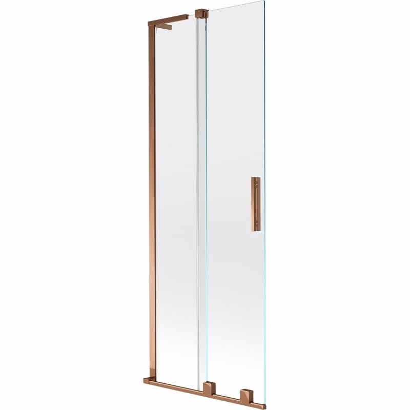 MEXEN/S - Velar L dvojkrídlová posuvná vaňová zástena 75 x 150, transparent, ružové zlato 896-075-003-01-60