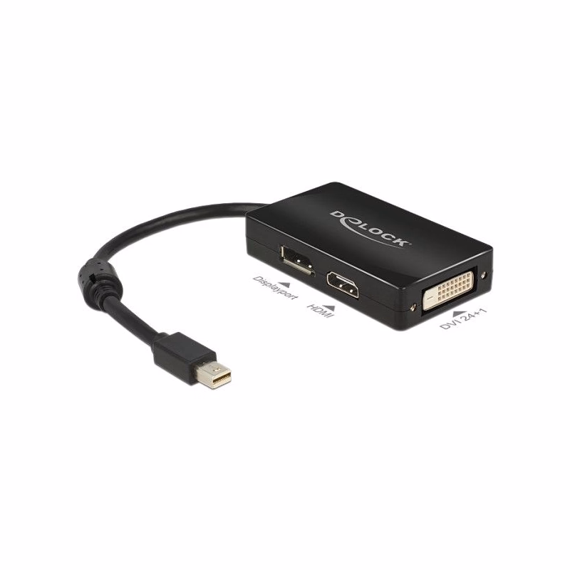 Delock Adaptér mini Displayport 1.1 samec > Displayport / HDMI / DVI samica pasívny čierny