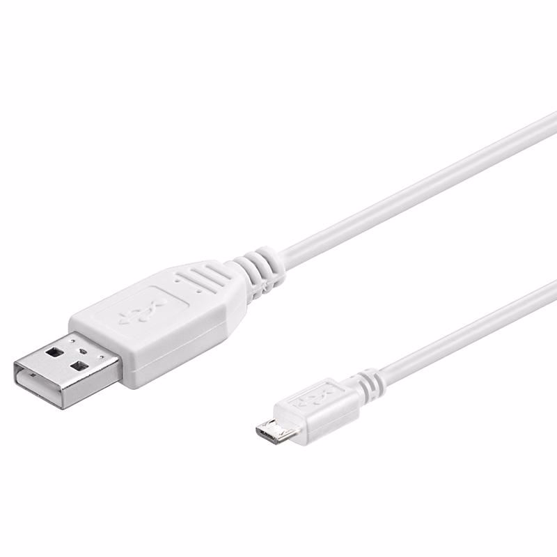PremiumCord Kábel micro USB 2.0, AB 1m, biela