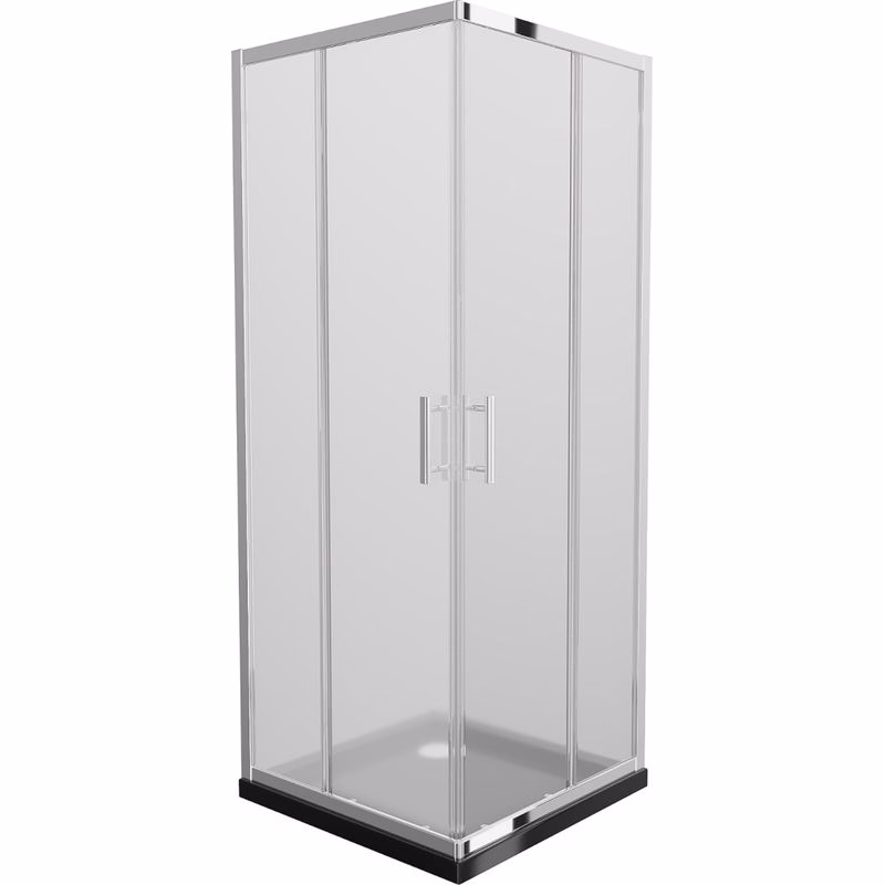 MEXEN/S - Rio štvorcový sprchovací kút 90 x 90, mráz, chróm + vanička so sifónom Flat, čierny 860-090-090-01-30-4070
