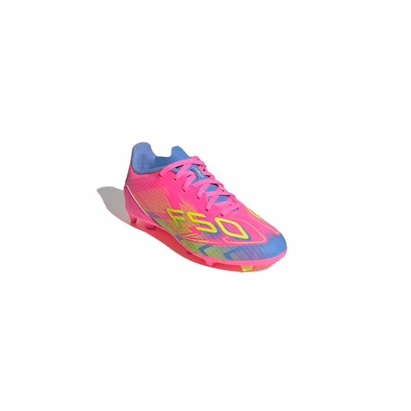 Chlapčenské futbalové kopačky outdoorové ADIDAS F50 League Jr FG MG lucid pink lucid lemon blue fusion