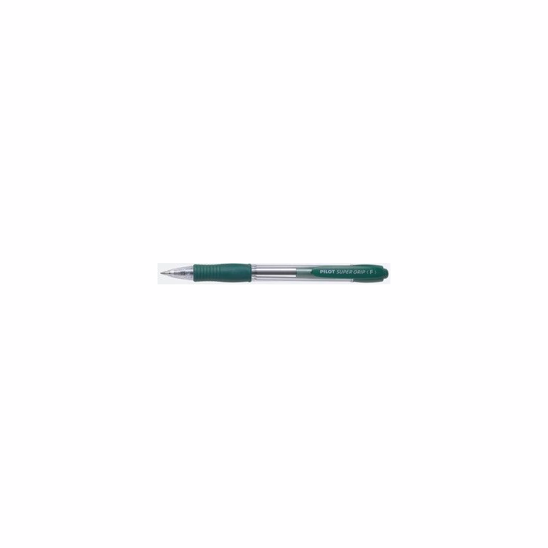 Guľôčkové pero Pilot super grip 0,7mm zelené telo číre / náplň 2110