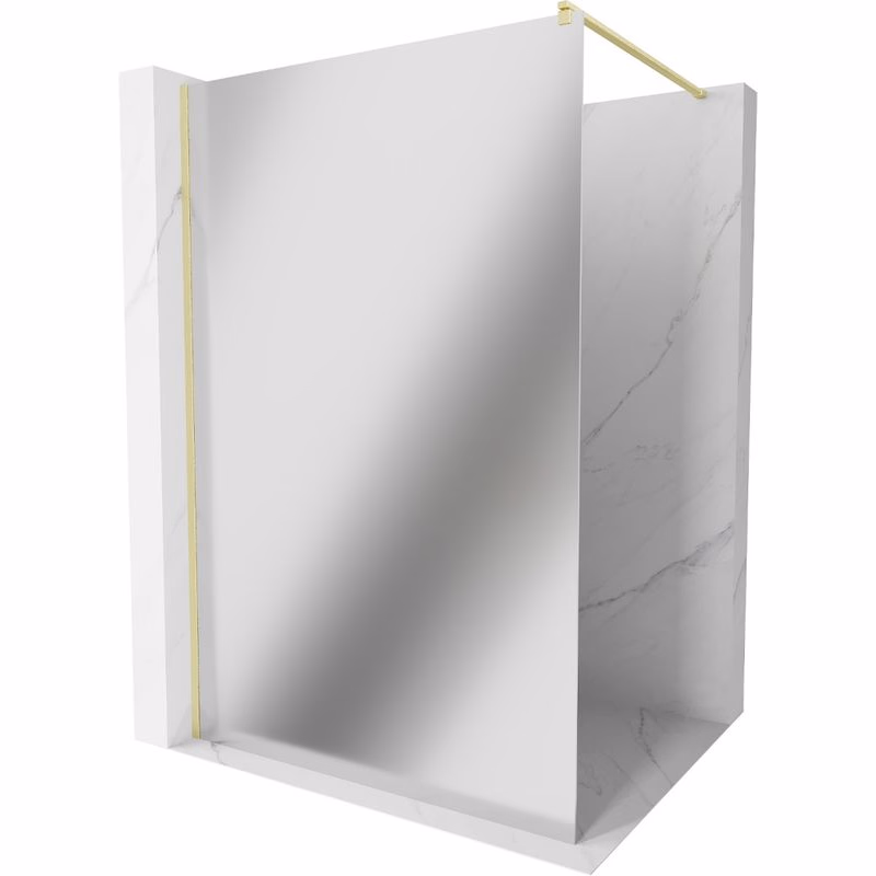MEXEN/S - Kioto Sprchová zástena WALK-IN 100 x 200, zrkadlové 8 mm, zlatá kartáčovaná 800-100-101-55-50