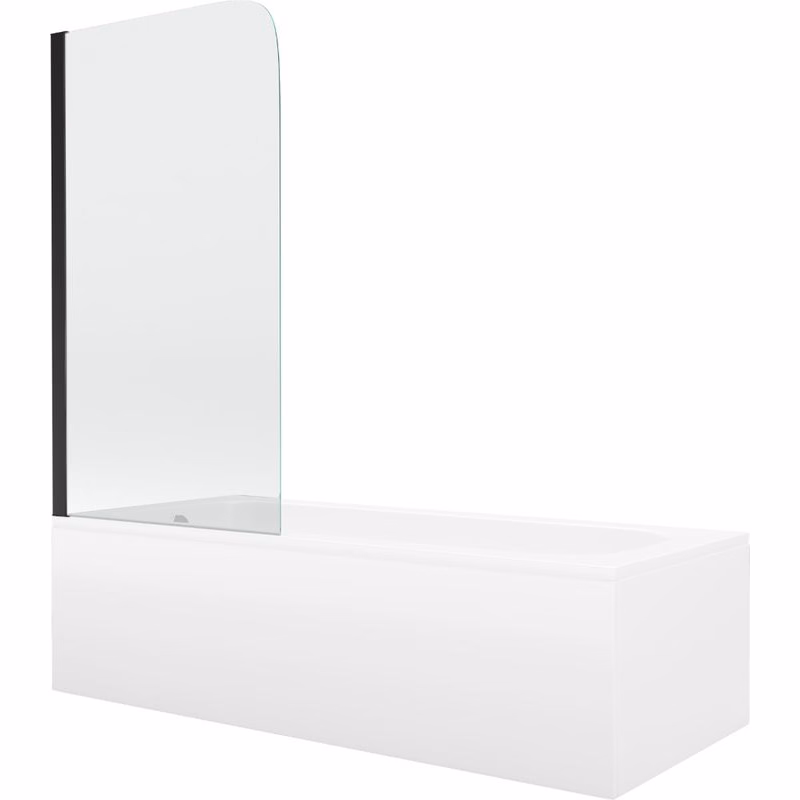 MEXEN/S - Vega obdĺžniková vaňa 170 x 70 cm s panelom + vaňová zástena 70, transparent, čierna 550117070X9007017000