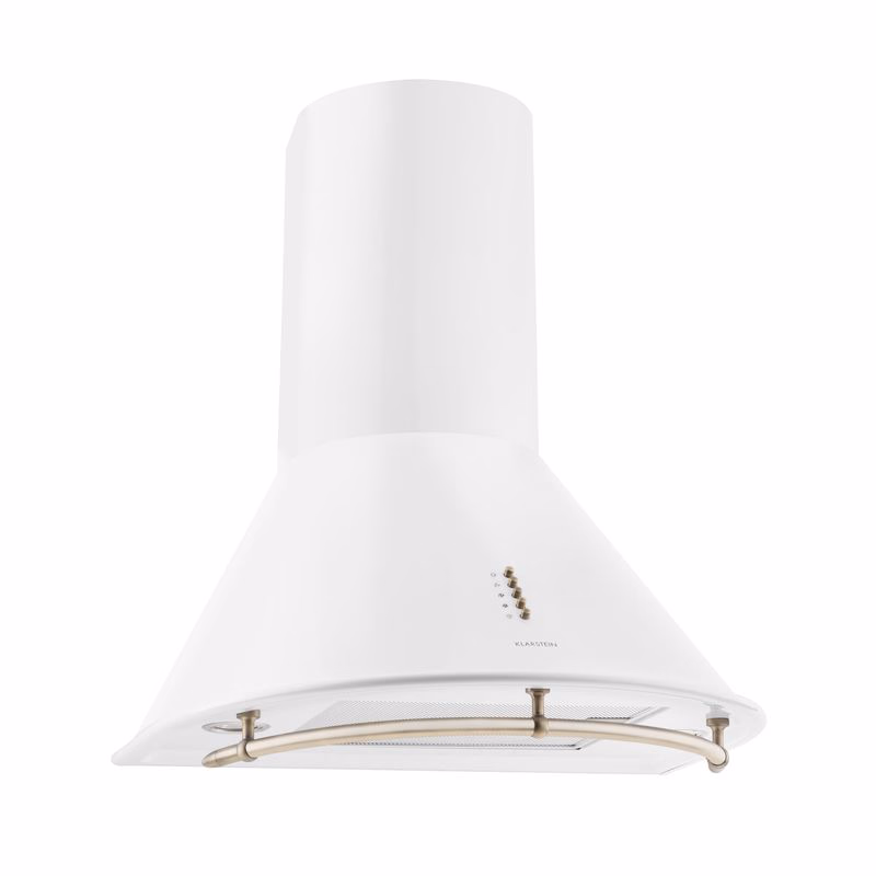 Klarstein Lumio Primo, digestor, 60 cm, komínový, 490 m³/h, retro dizajn, nehrdzavejúca oceľ, biely