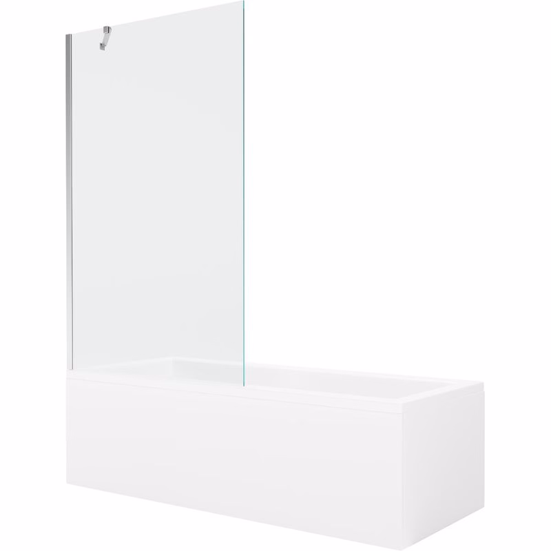 MEXEN/S - Cubik obdĺžniková vaňa 170 x 70 cm s panelom + vaňová zástena 100, transparent, chróm 550317070X9510000001