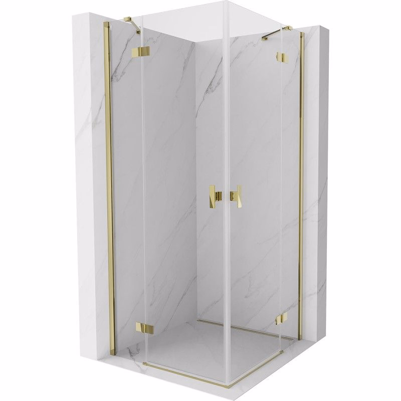 MEXEN/S - Mist H Duo sprchovací kút dvere krídlové 75 x 75, transparent, zlato 8A5-075L-075P-50-00