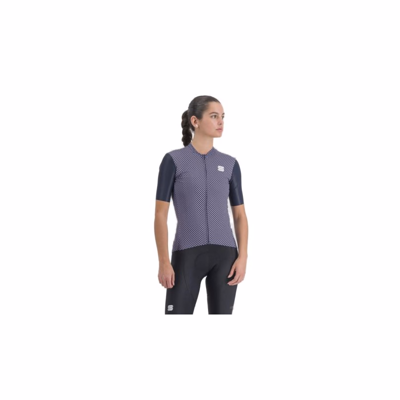 Dámsky cyklistický dres s krátkym rukávom SPORTFUL Checkmate w jersey, galaxy blue chalck violet