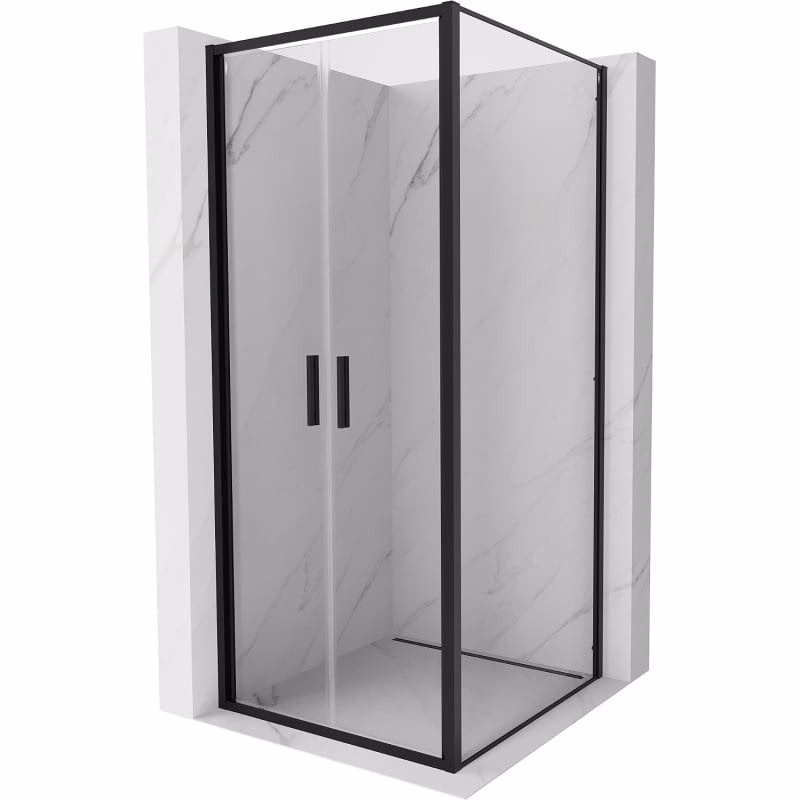 MEXEN/S - Exo sprchovací kút dvere krídlové 90 x 90, transparent, čierna 814-090-090-70-00