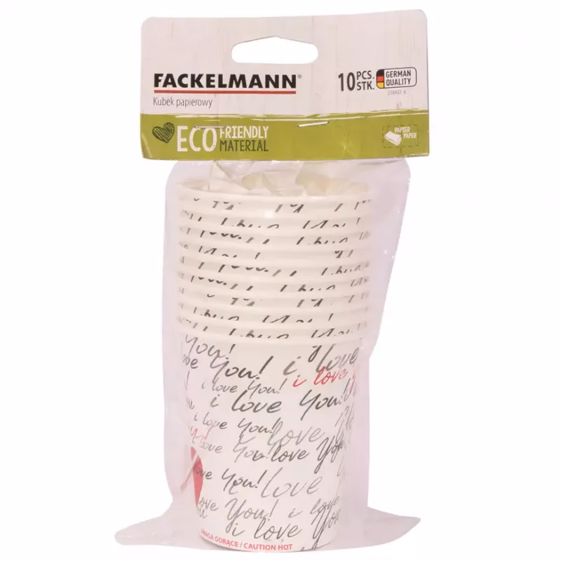 Papierové poháre 250ml Biele srdce 230411