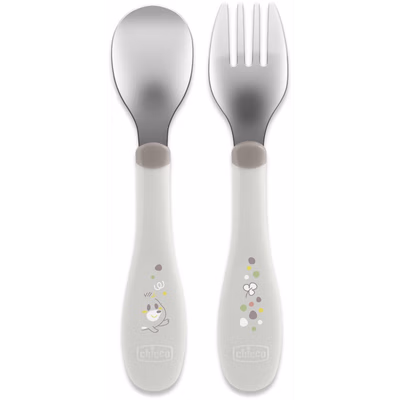 Chicco 00016102350000 príbor pre batoľatá Súprava príborov pre batoľa Šedá Nerezová oceľ