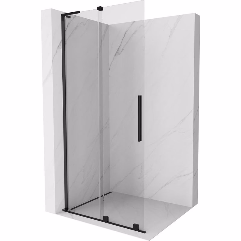 MEXEN/S - Velar L Sprchová zástena posuvná Walk-in 90 x 200, transparent 8 mm, čierna 871-090-003-03-70