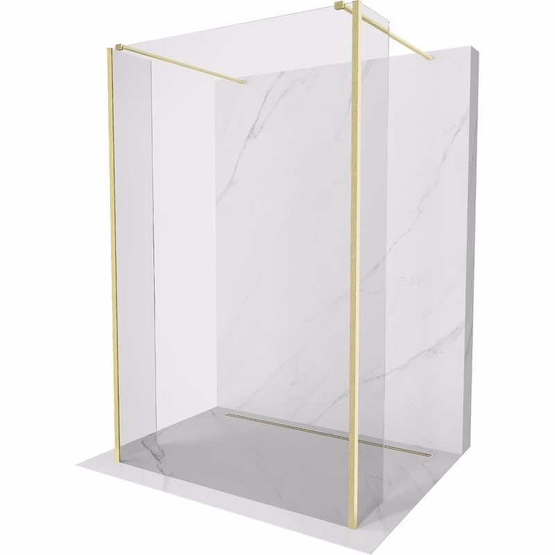 MEXEN/S - Kyoto Sprchová zástena WALK-IN voľne stojaca 120 x 30 x 30, transparent, zlatá kartáčovaná 800-120-030-222-55-00-030