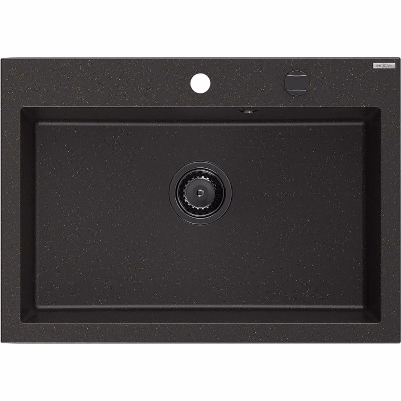 MEXEN/S MEXEN/S - Elix granitový drez 1-miska 700 x 500 mm, čierna/zlatá metalik, sifón čierna 6526701005-75-B