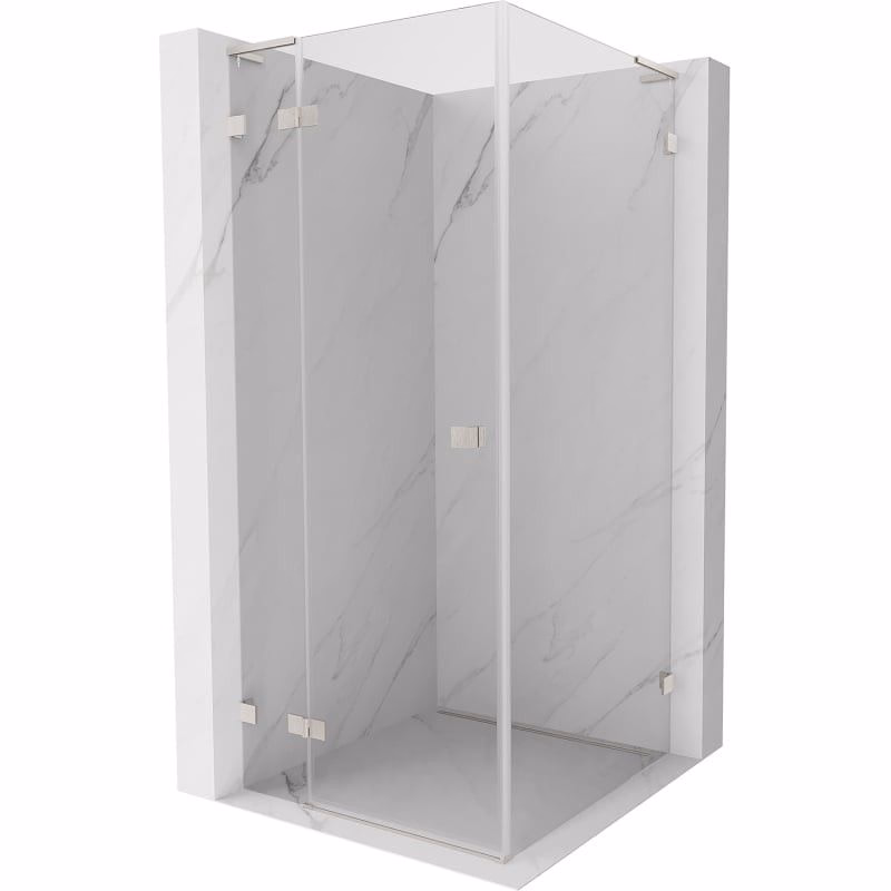 MEXEN/S - Lunar L sprchový kút dvere krídlové ľavá 80 x 80, transparent, nikel kartáčovaný 834L-080-080-97-00-L