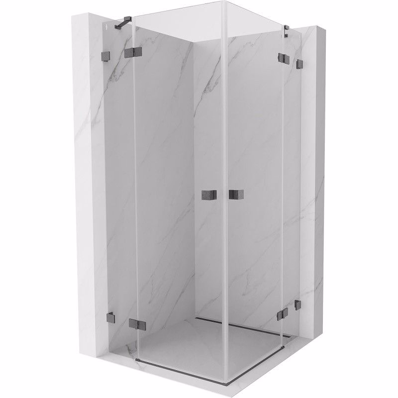MEXEN/S - Lunar Duo sprchový kút dvere krídlové 90 x 90, transparent, grafit kartáčovaná 834-090L-090P-66-00